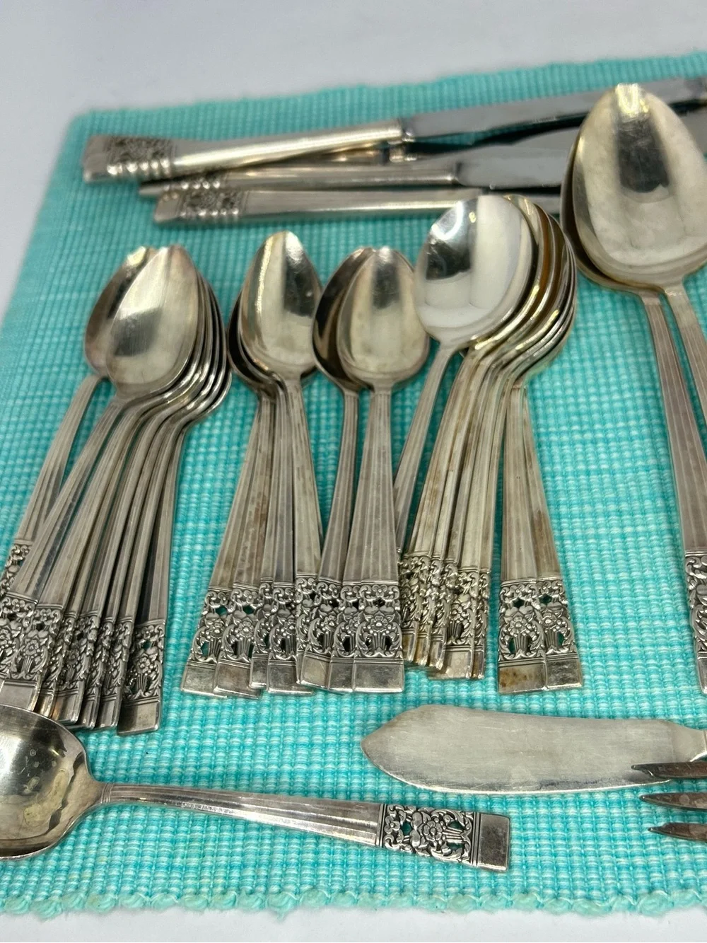 Vintage Oneida Community Plate Coronation Flatware 53pc ✨🍴USA Art Deco Floral